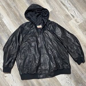 Hooded Leather Jacket Big and Tall